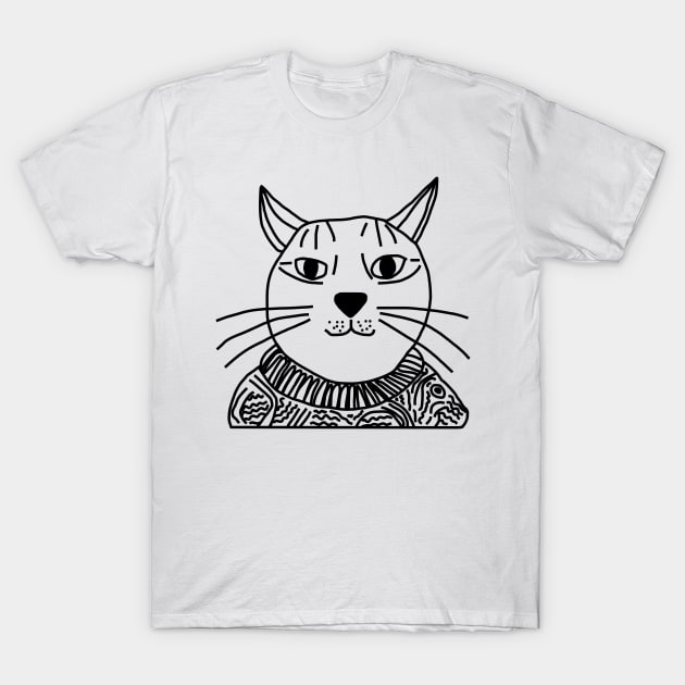 Minimal Portrait of Sweater Cat T-Shirt by ellenhenryart